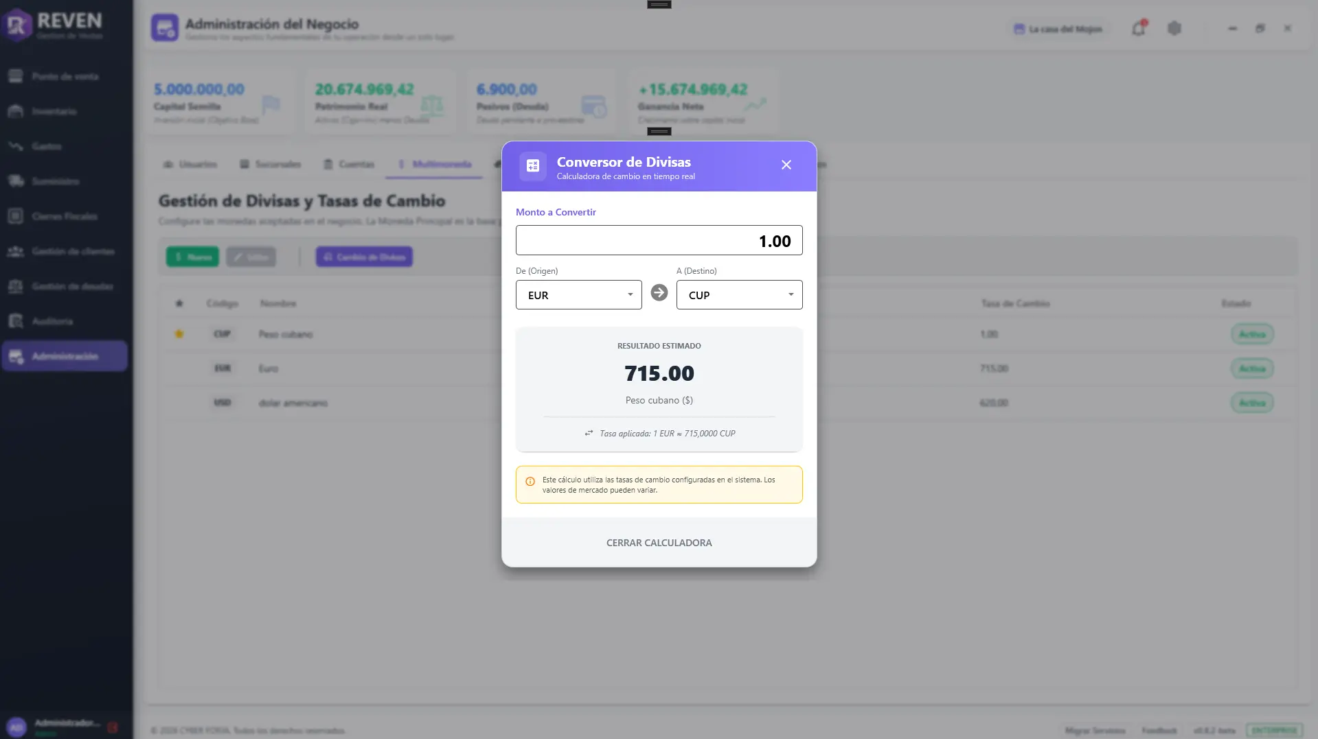 Gestión de inventario en Reven